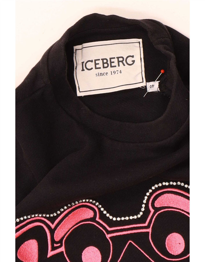 Iceberg feminino rosa pantera gráfico moletom jumper IT 40 pequeno preto