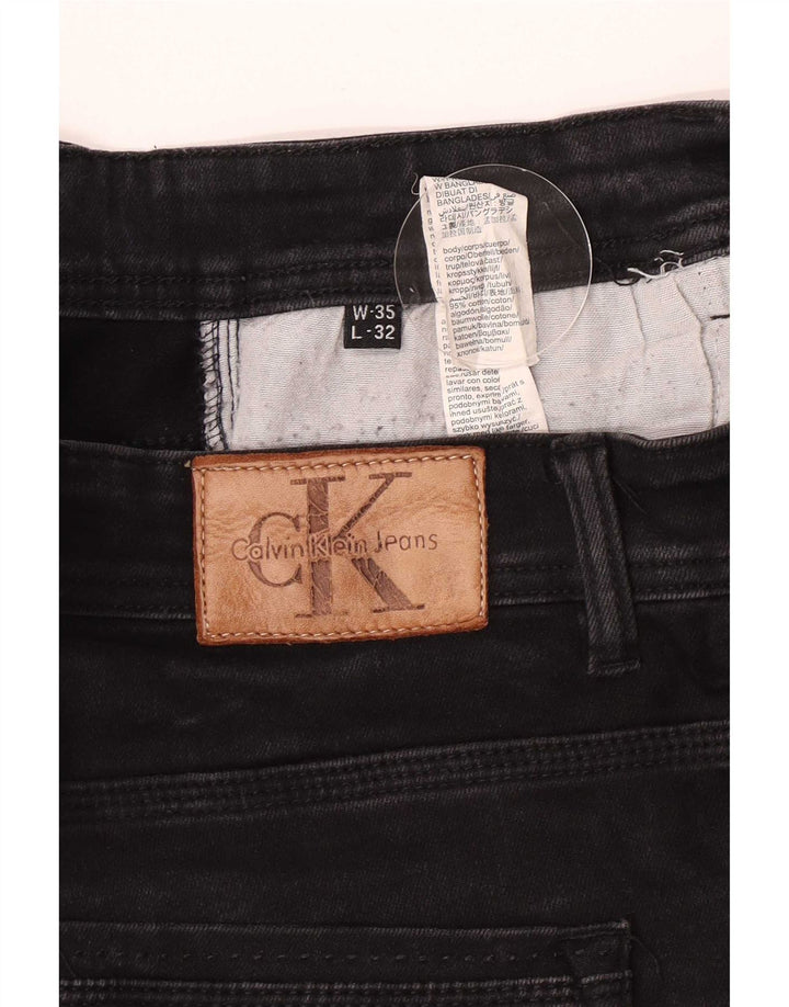 Calvin Klein Mens Jeans Slim W35 L29 Algodão Preto
