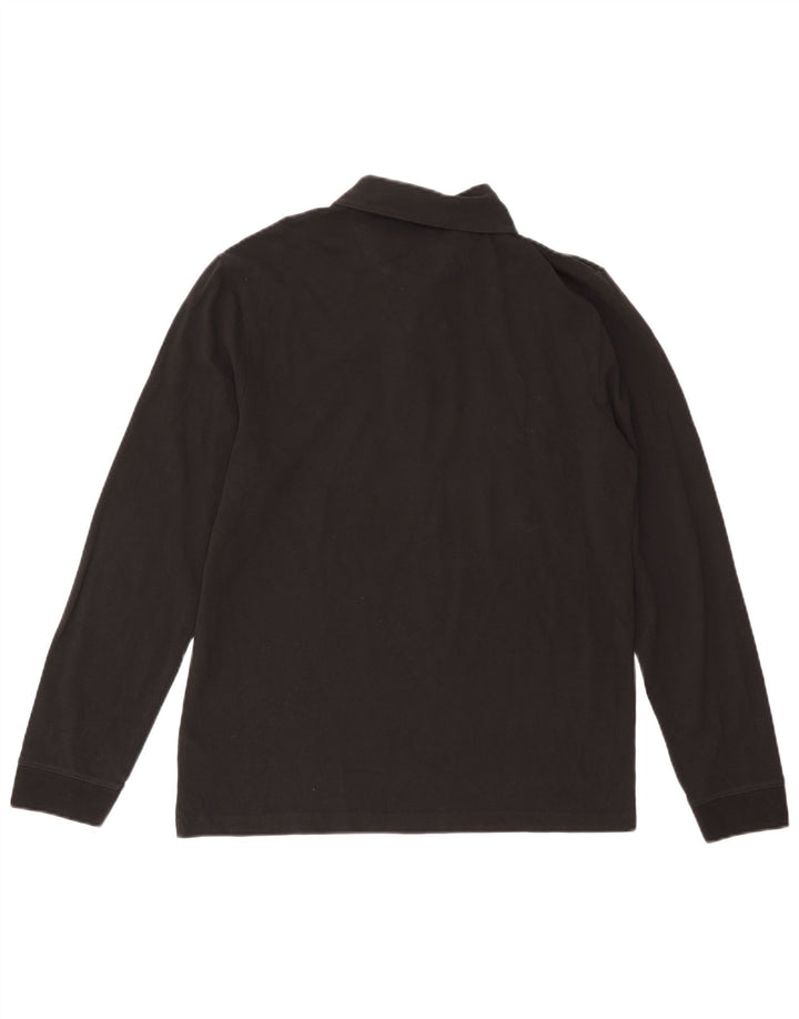 Farah Camisa polo masculina de manga comprida grande algodão preto