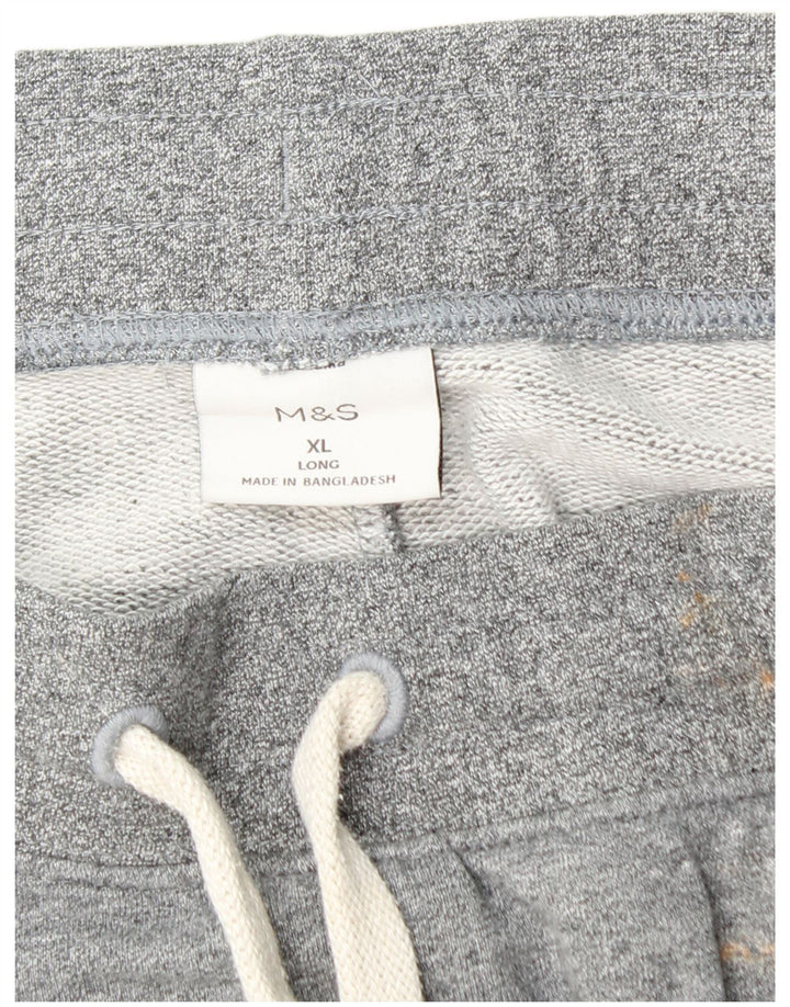 Calça de treino masculina MARKS & SPENCER XL cinza manchado de algodão