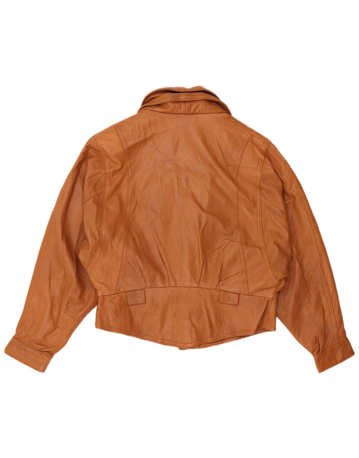 Jaqueta de couro feminina vintage Reino Unido 14 couro marrom médio