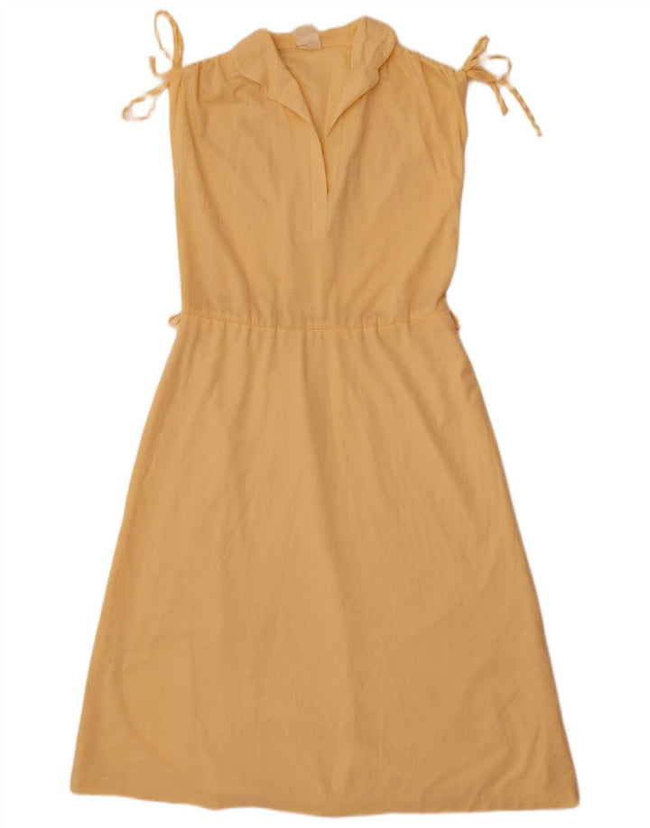 Vestido feminino vintage sem mangas evasê EU 40 poliéster amarelo médio