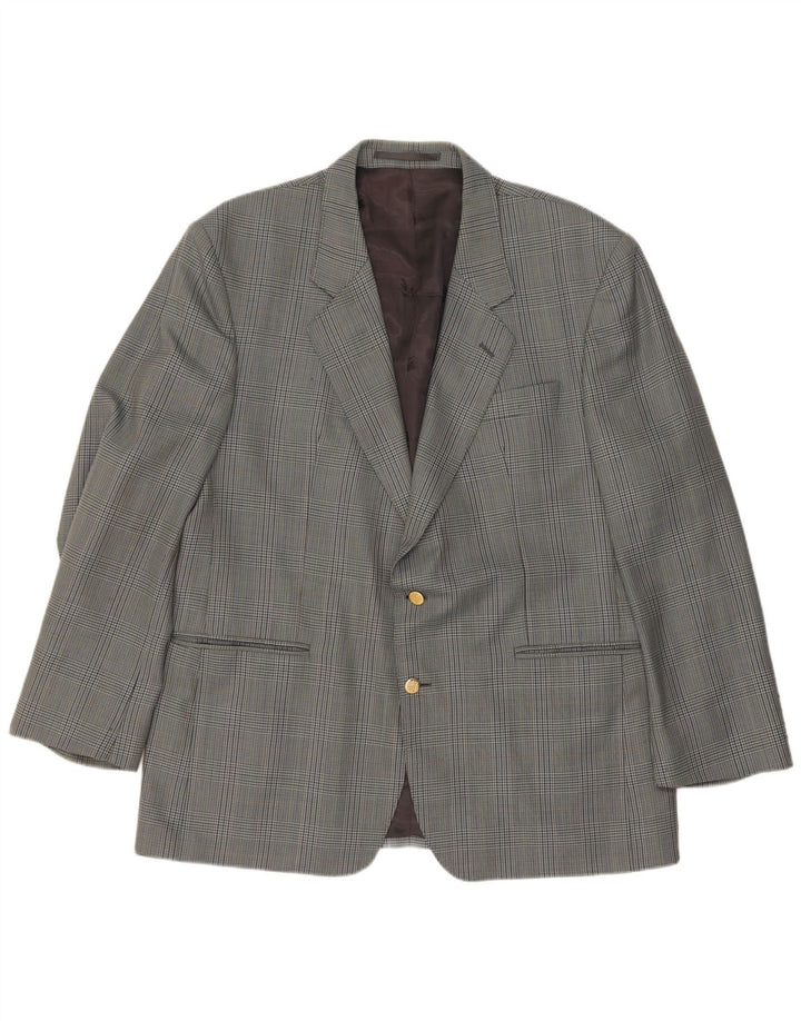 Jaqueta blazer masculina Burberrys com 2 botões Reino Unido 40 grande cinza houndstooth lã