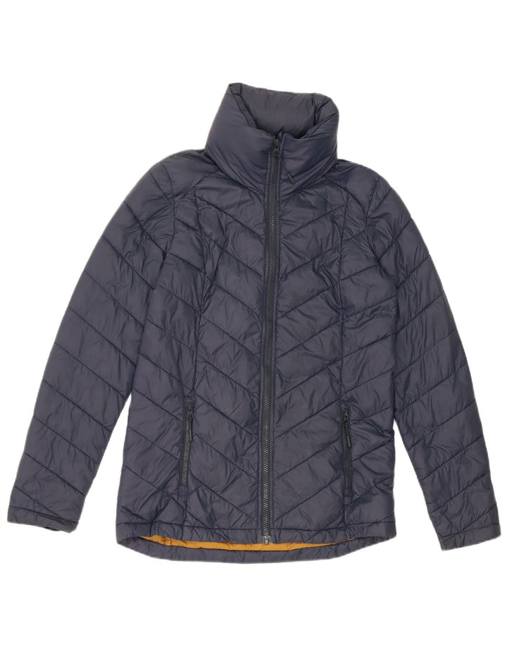 Jaqueta acolchoada com capuz feminina Fat Face UK 8 nylon azul marinho pequeno