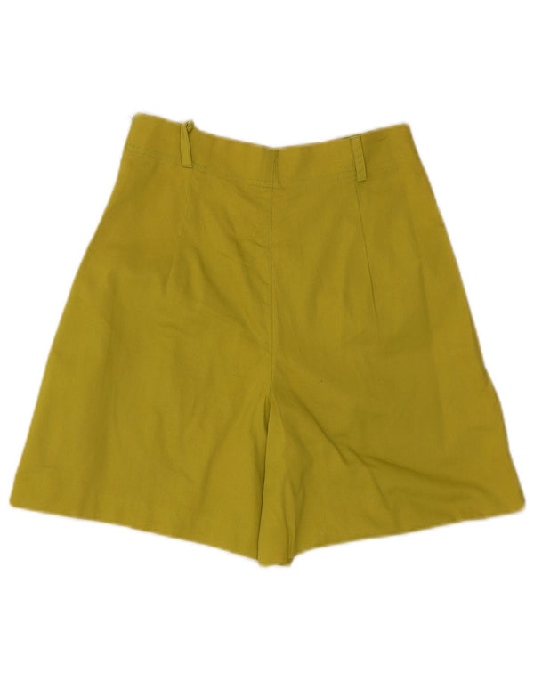 Shorts casuais femininos vintage de cintura alta IT 42 médio W26 algodão amarelo