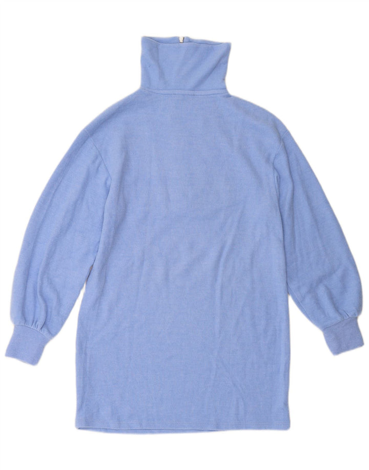 Suéter feminino ZARA com palangre e gola com zíper Reino Unido 10 pequeno azul poliéster
