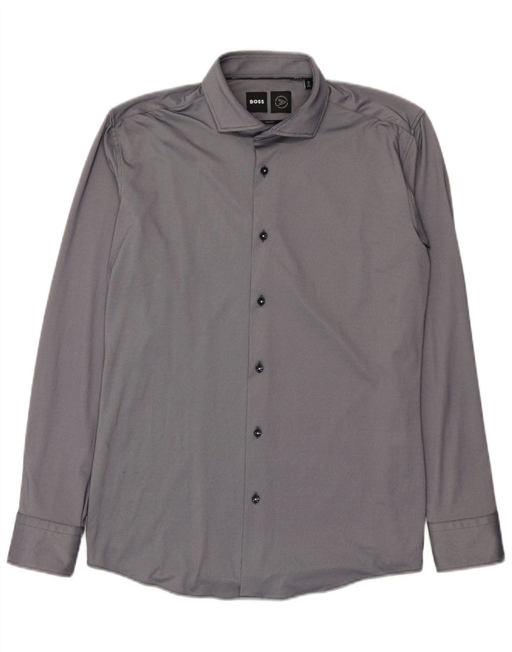 Camisa Slim Fit Masculina Hugo Boss Tamanho 40 15 3/4 Cinza Médio