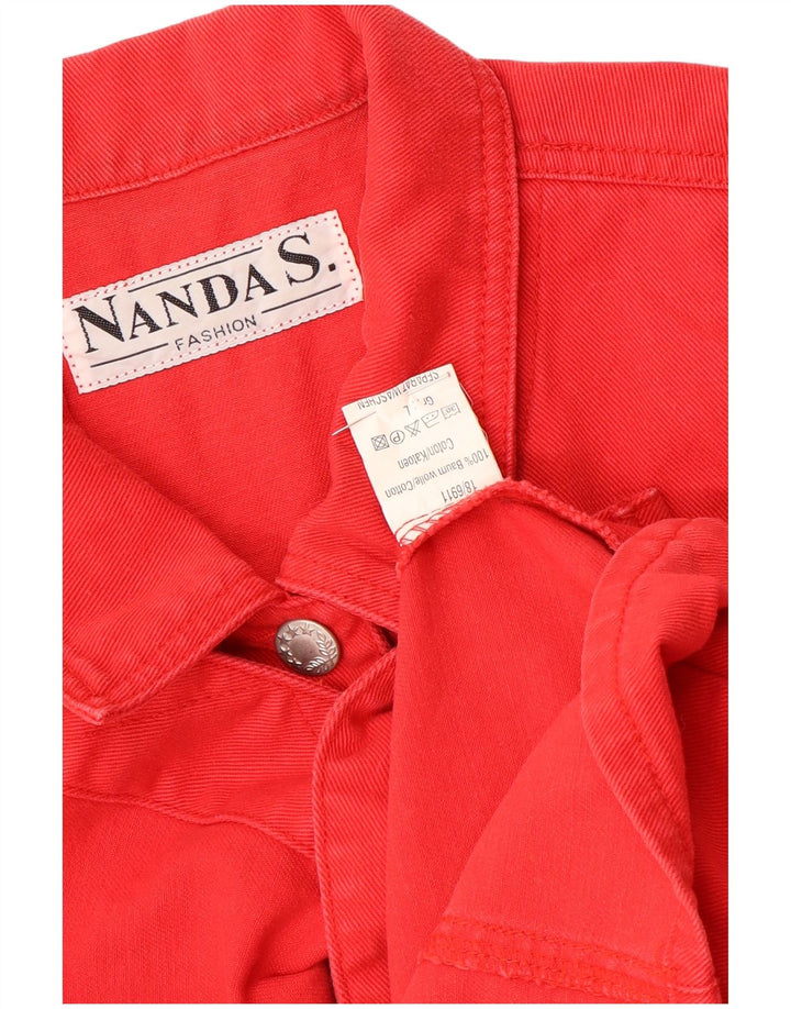 Colete jeans feminino vintage UK 16 grande algodão vermelho