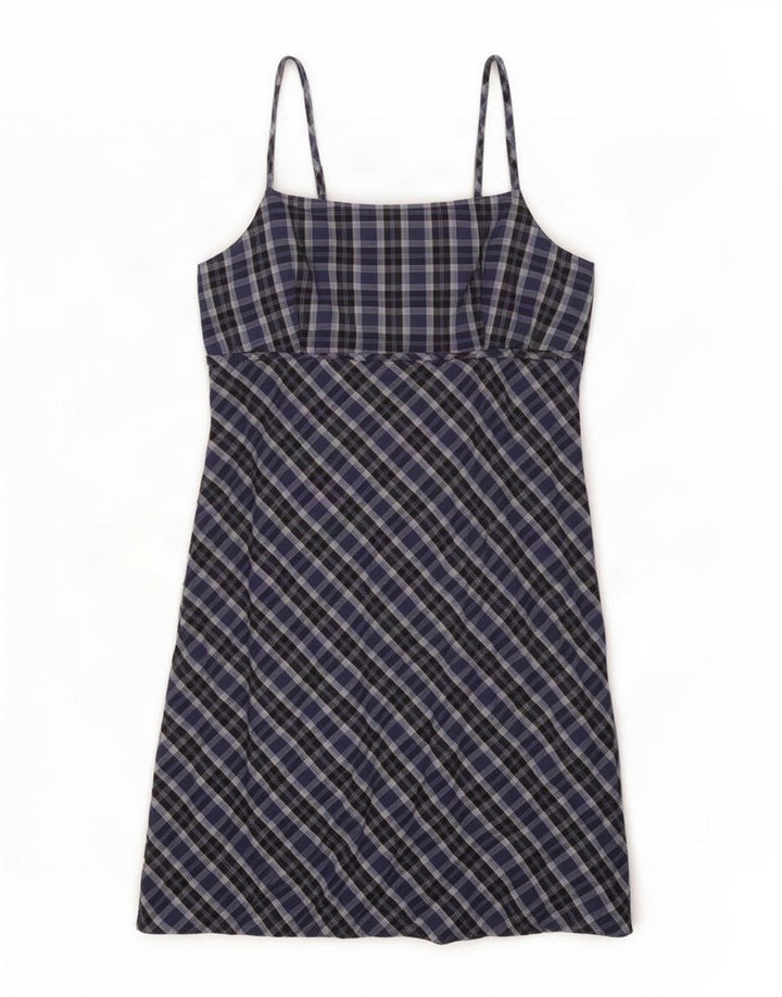 Vestido de verão feminino La Belle UK 8 pequeno xadrez azul