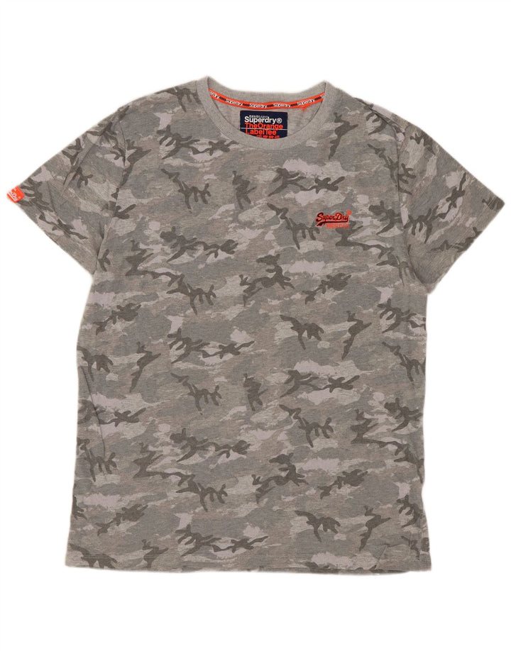 Camiseta masculina SUPERDRY camuflada cinza médio