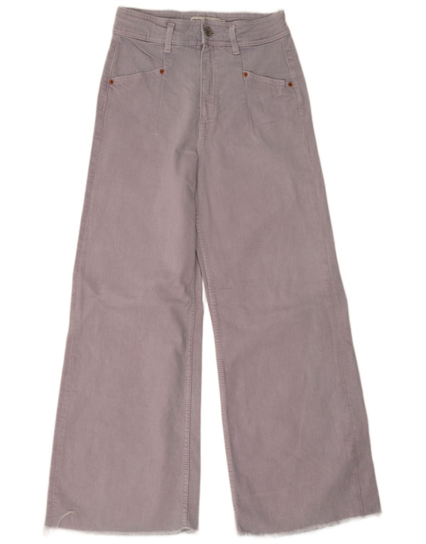 Zara Jeans feminino cintura alta com perna larga EU 36 XS W26 L28 roxo