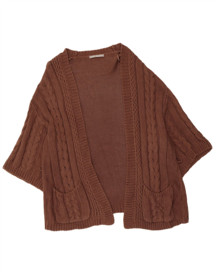 Suéter cardigã feminino Marks & Spencer manga 3/4 Reino Unido 14 marrom médio