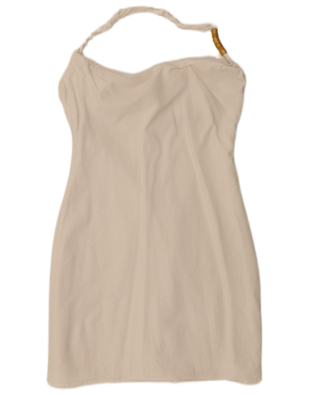 Zara Mini vestido halter feminino Reino Unido 14 grande viscose branca