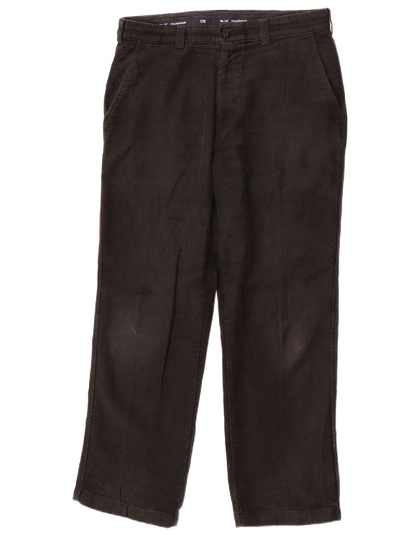 Marks & Spencer Mens Blue Harbour Straight Chino Trousers W34 L29 Black