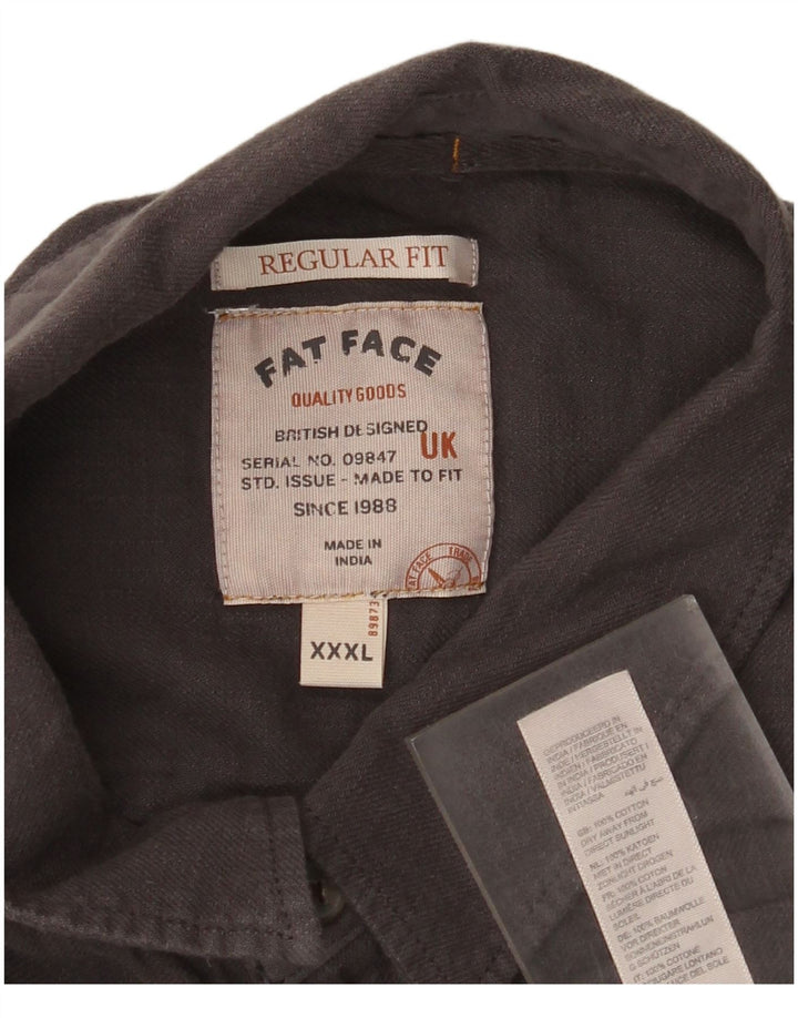 Fat Face Mens Manga Curta Regular Fit Camisa 3XL Algodão Cinza