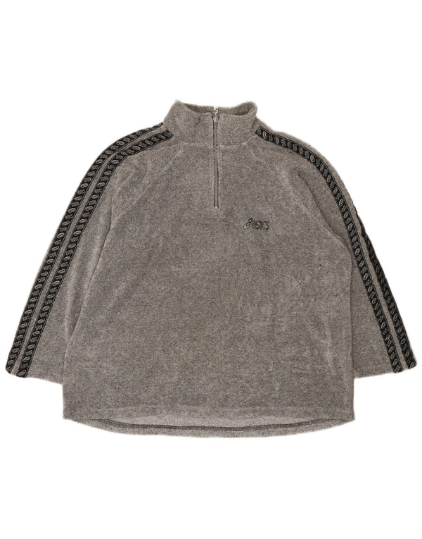 Asics Mens Graphic Zip Neck Top Long Sleeve XL Grey Colourblock