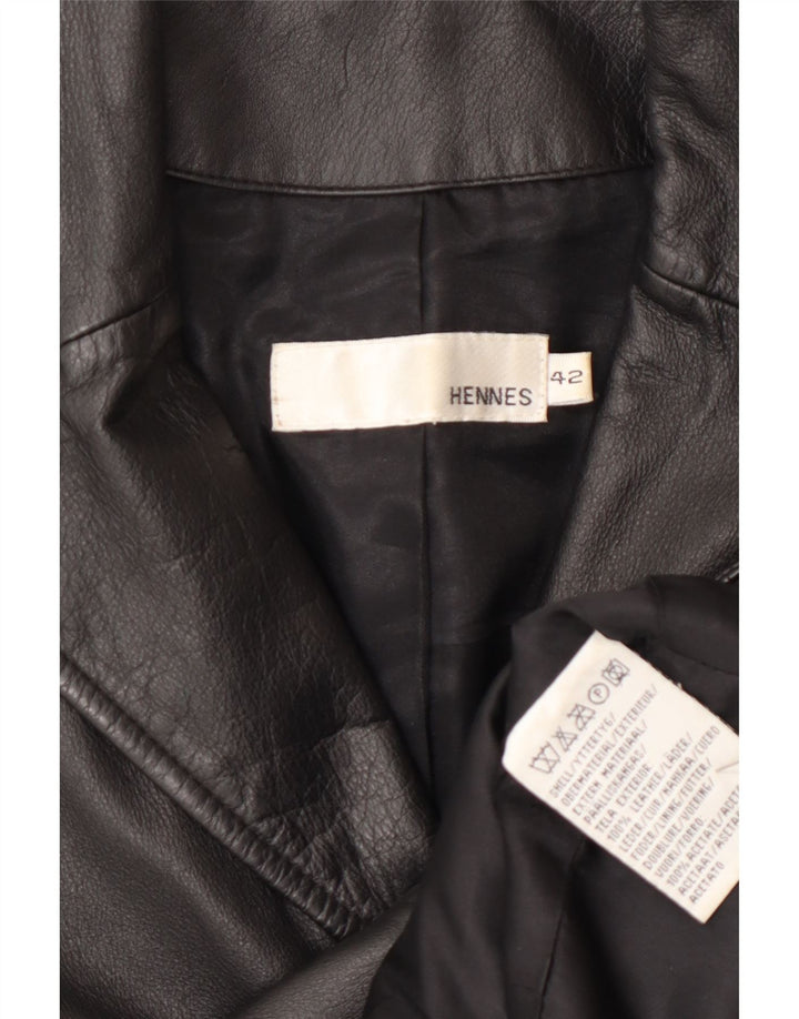 Casaco de couro feminino HENNES EU 42 grande couro preto