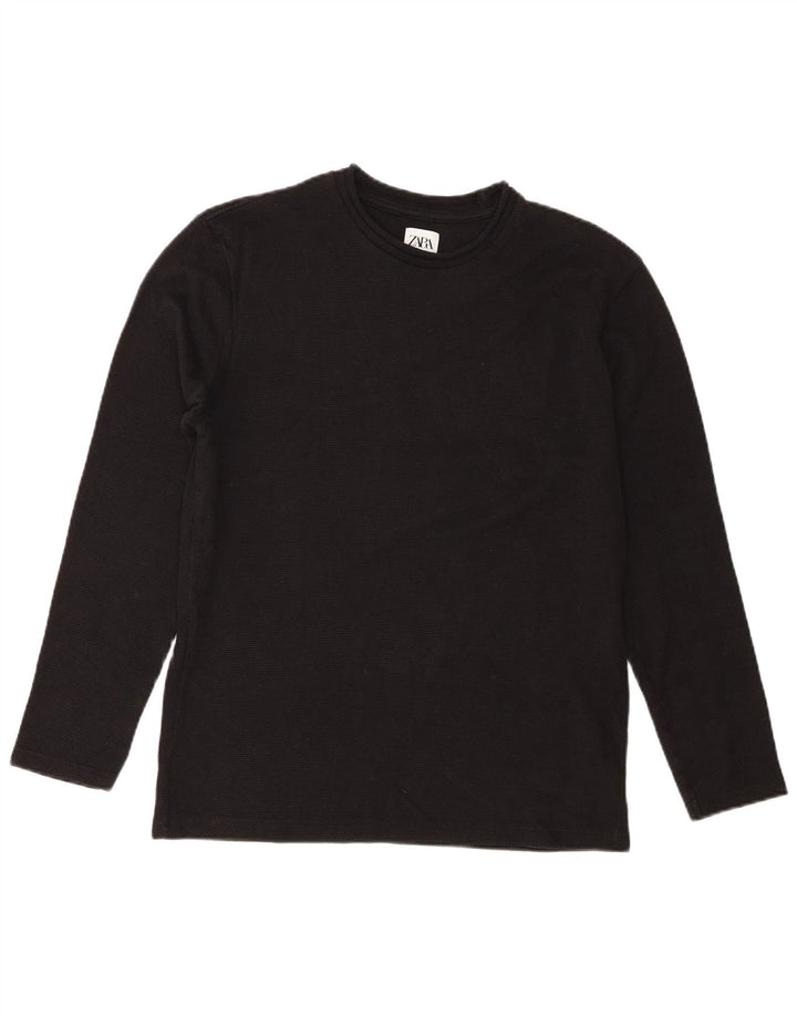 Top feminino Zara manga comprida UK 10 pequeno preto