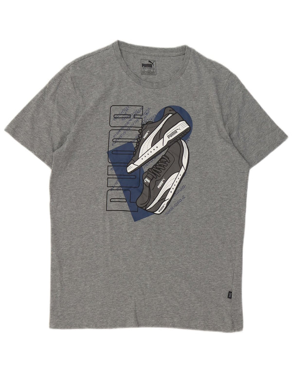 Camiseta masculina Puma Graphic Top cinza médio manchado