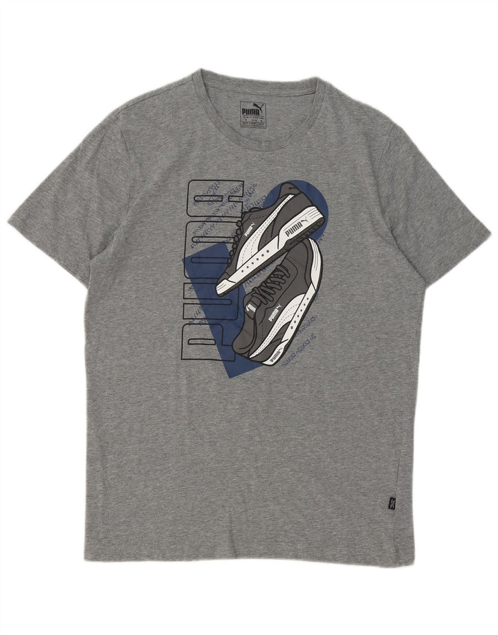 Camiseta masculina Puma Graphic Top cinza médio manchado