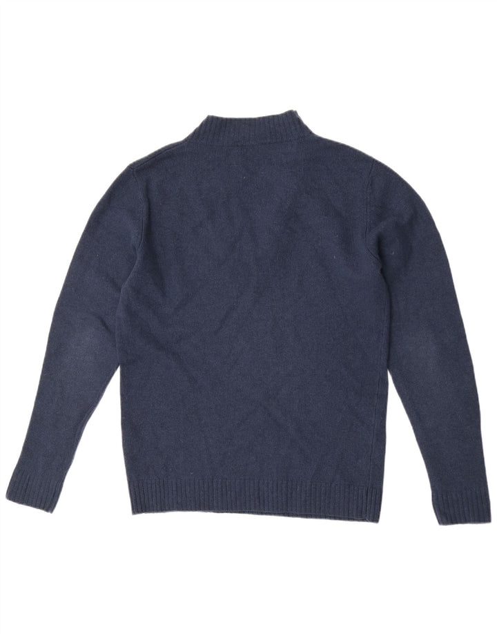 Suéter masculino Cos com gola com botão e lã azul marinho médio