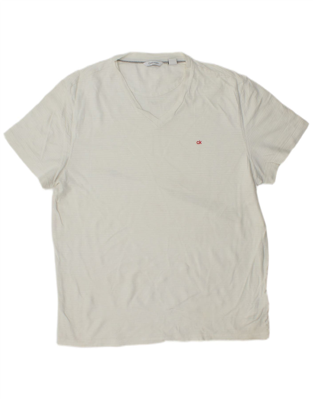 Camiseta masculina CALVIN KLEIN grande algodão listrado branco