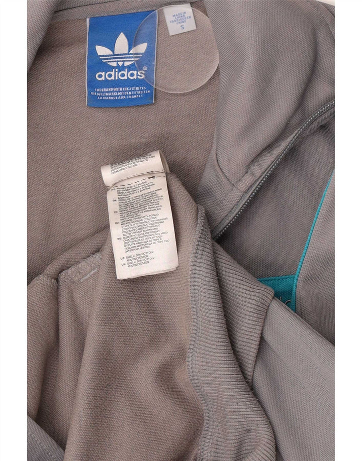 Adidas Mens Tracksuit Top Jacket Pequeno Cinza Colorblock Algodão