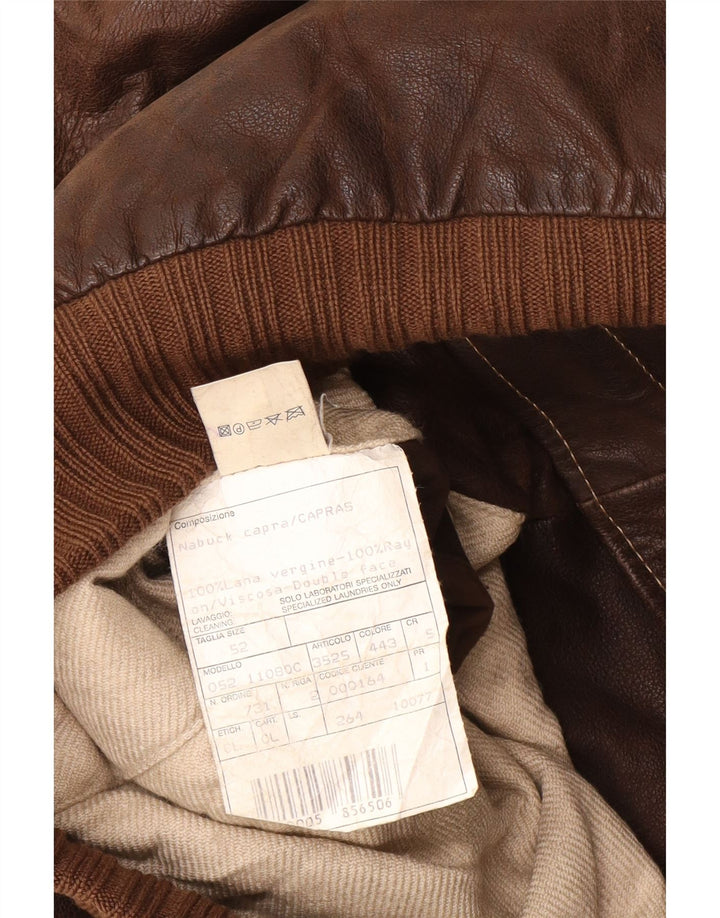 Jaqueta de couro masculina vintage IT 52 XL couro marrom