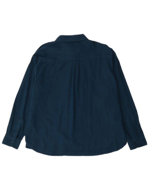 Camisa feminina de ajuste relaxado Crew Clothing UK 16 grande algodão azul