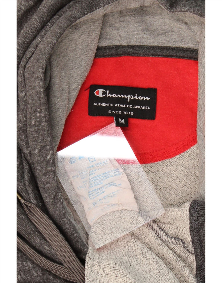 CHAMPION Suéter masculino com capuz cinza médio algodão colorblock