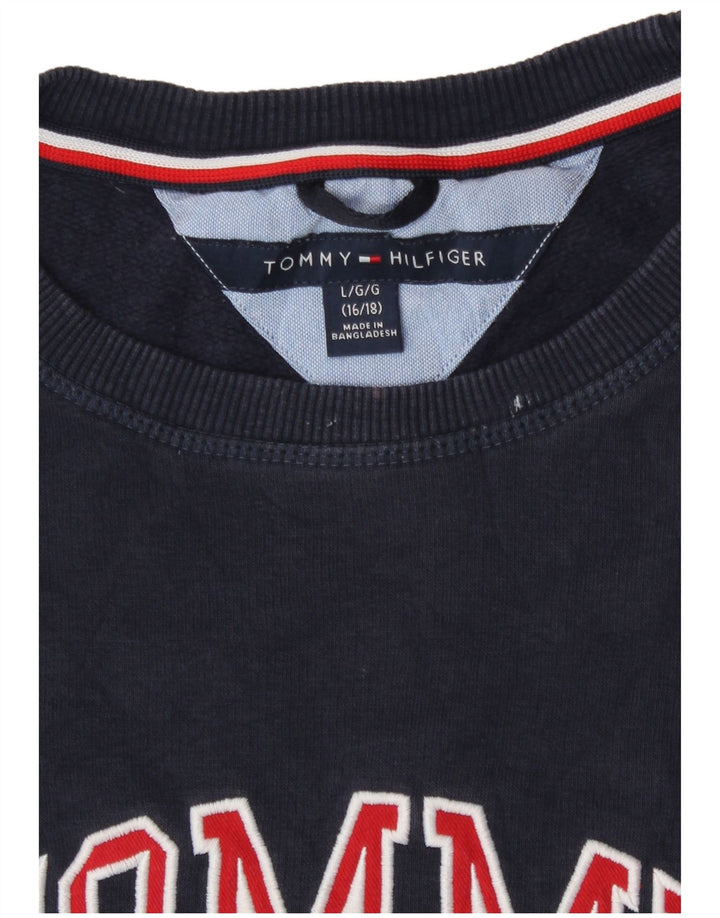 Tommy Hilfiger Meninos moletom gráfico jumper 15-16 anos grande azul marinho