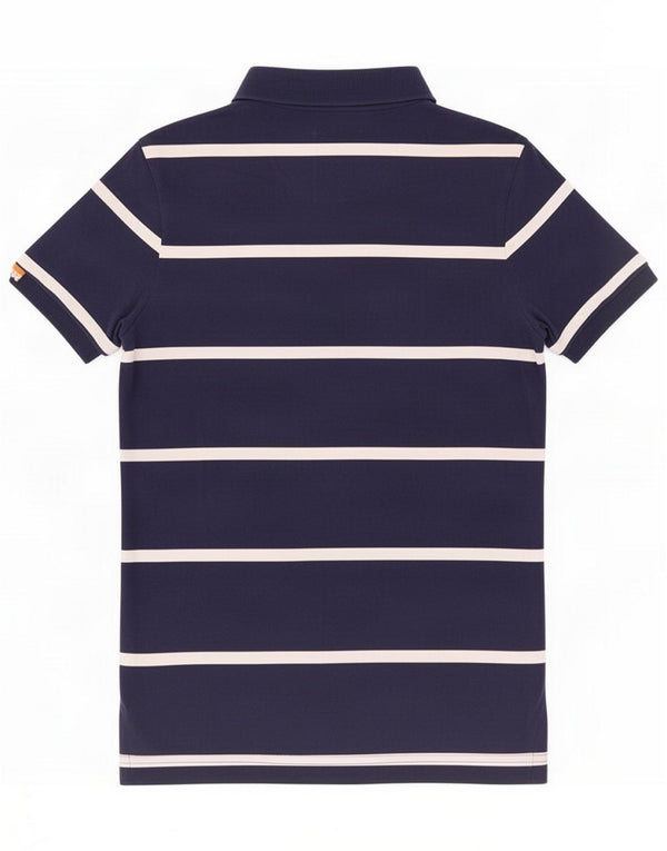 Camisa polo masculina Superdry média listrada azul marinho algodão