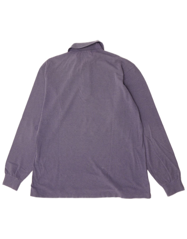 Camisa polo masculina de manga comprida Lacoste tamanho 6 XL algodão roxo