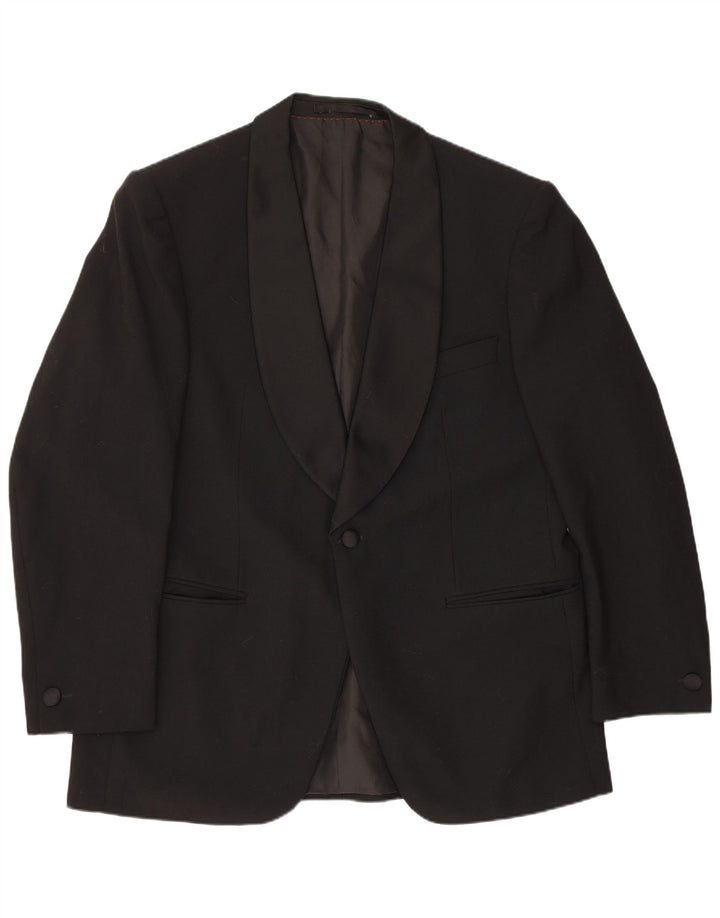 Jaqueta blazer masculina Wilvorst com 1 botão Reino Unido 40 grande preta de lã nova