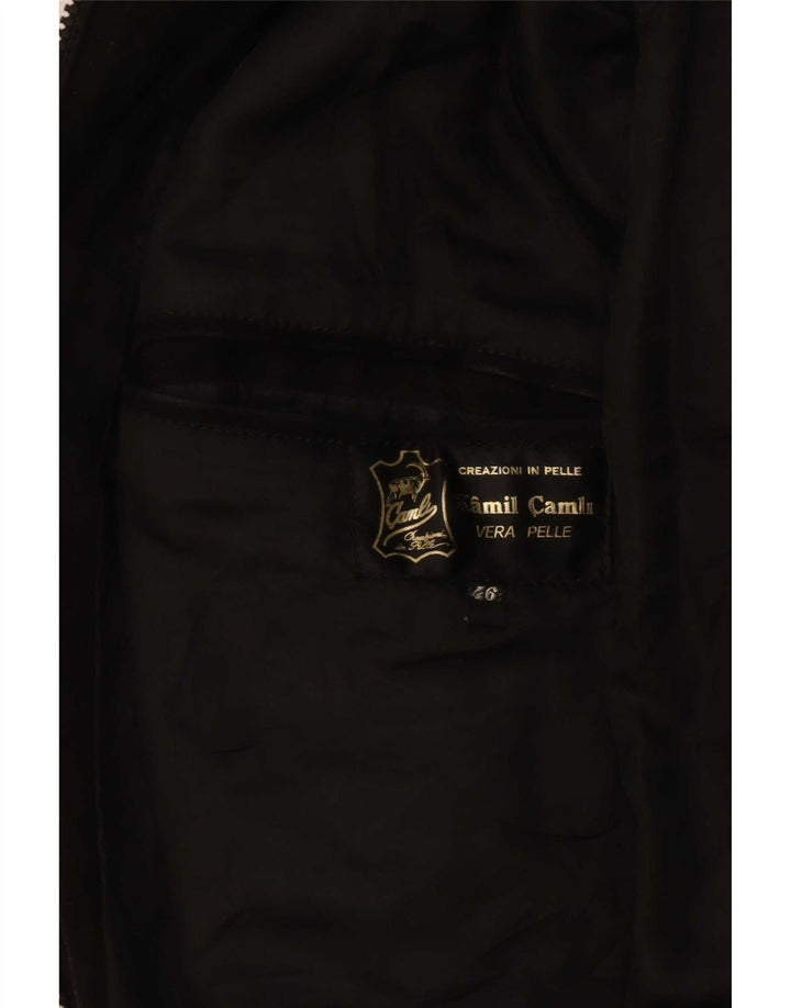 Jaqueta bomber de camurça masculina vintage IT 46 couro preto pequeno