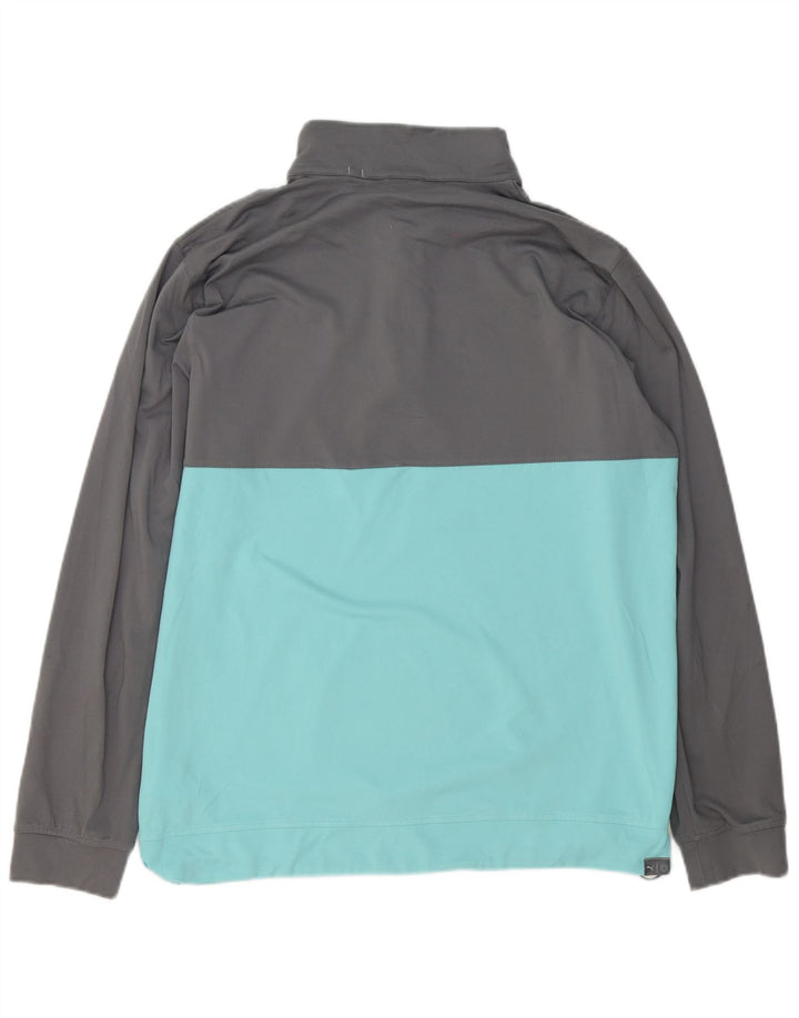 Puma Mens Zip Neck Pulôver Treino Top Grande Cinza Colourblock Poliéster