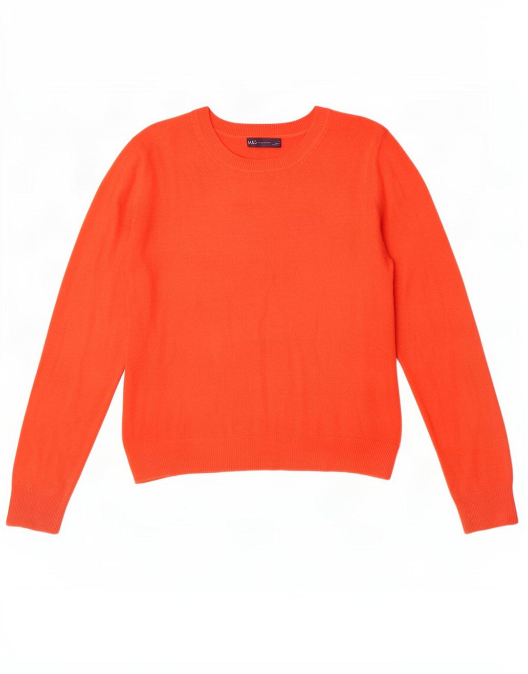 Suéter feminino Marks & Spencer com gola canoa Reino Unido 12 acrílico laranja médio