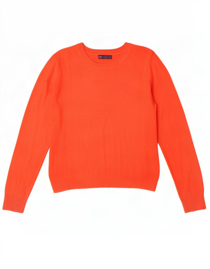 Suéter feminino Marks & Spencer com gola canoa Reino Unido 12 acrílico laranja médio