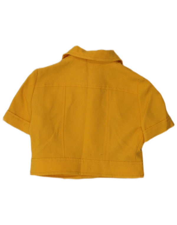 Jaqueta blazer feminina vintage de manga curta com 4 botões Reino Unido 14 amarelo médio