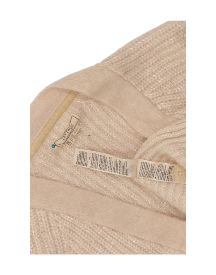 Suéter de cardigã feminino Fat Face UK 12 poliéster branco médio