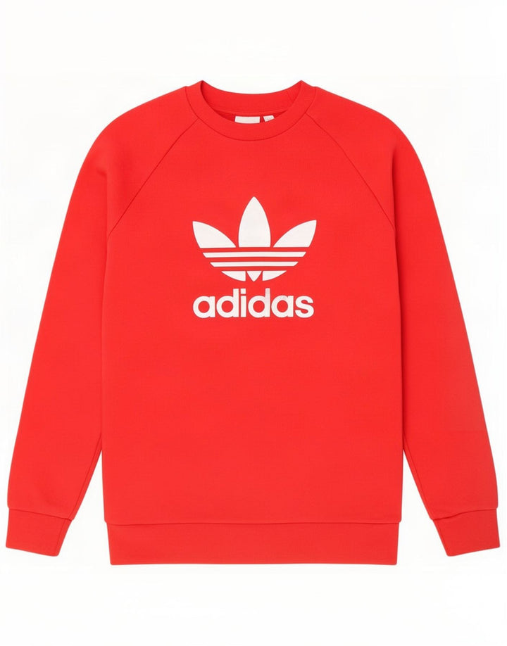 Adidas Mens Graphic Moletom Jumper Pequeno Algodão Vermelho