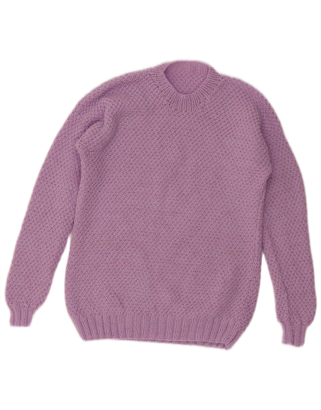 Suéter feminino VINTAGE com gola redonda UK 12 roxo médio