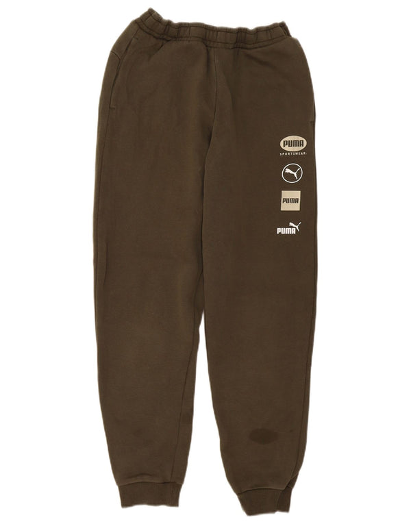Puma Boys Graphic Calças de treino Joggers 13-14 anos Algodão cáqui