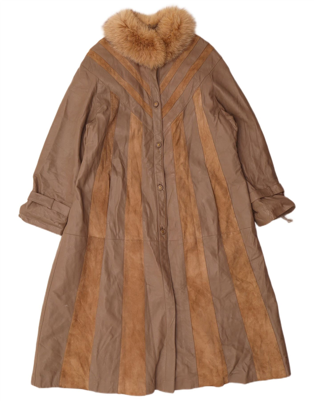 Norma Womens Loose Fit Leather Coat UK 14 Médio Marrom Listrado Clássico