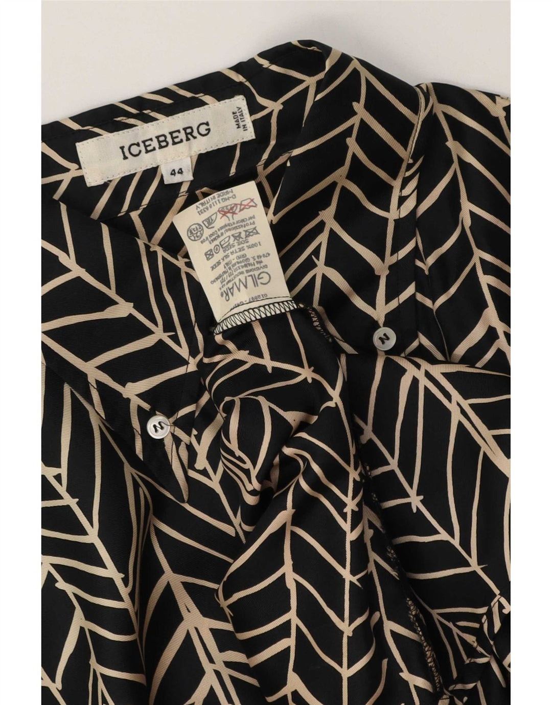 Blusa feminina Iceberg IT 44 seda geométrica preta média