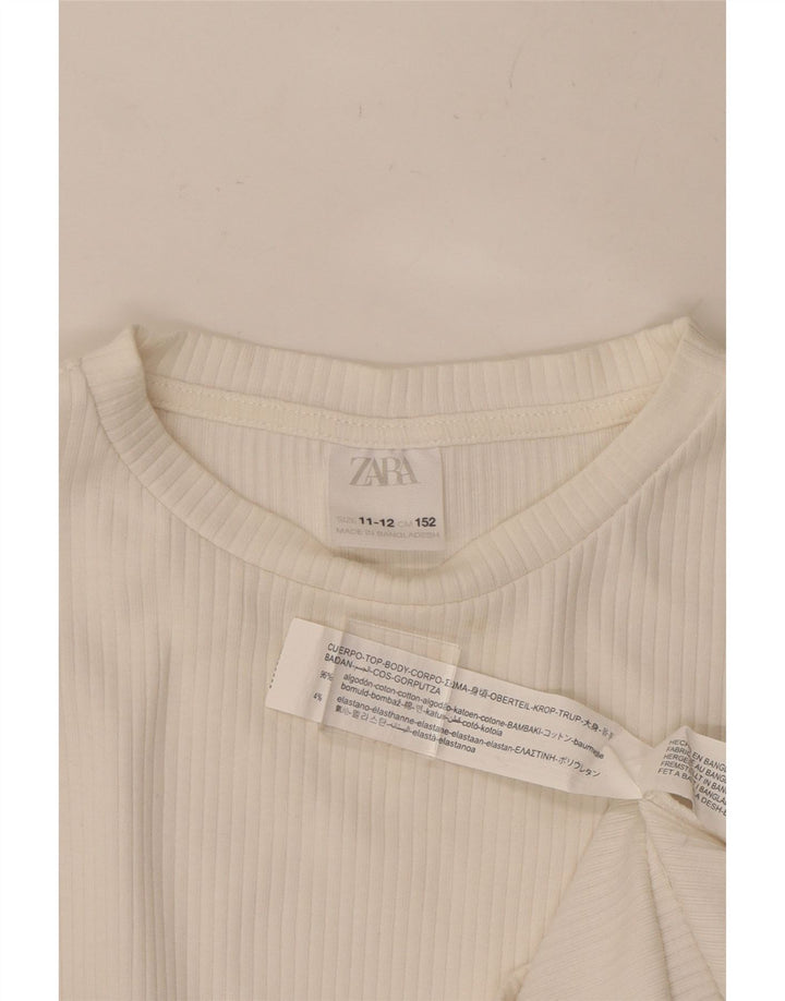 ZARA Top feminino manga comprida 11-12 anos algodão branco