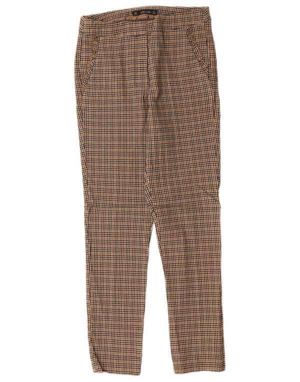 Zara Calça Chino Feminina Slim Pequena W26 L27 Marrom Gingham Viscose