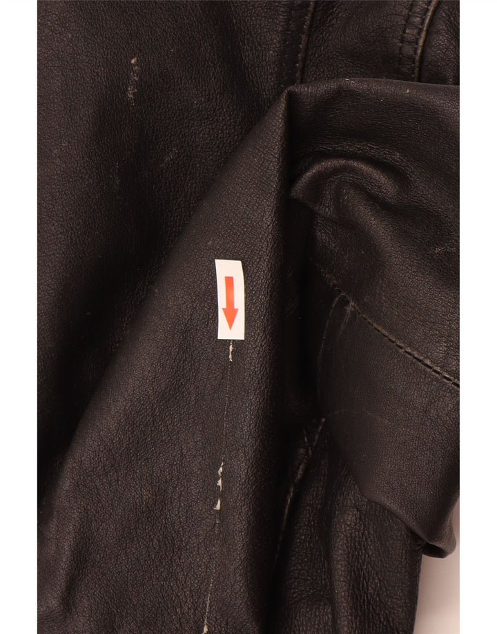 Jaqueta de couro feminina vintage Reino Unido 10 couro preto pequeno