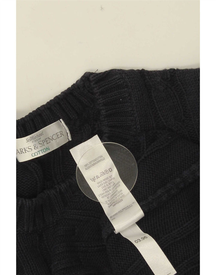 Suéter masculino Marks & Spencer com gola redonda, algodão azul marinho médio