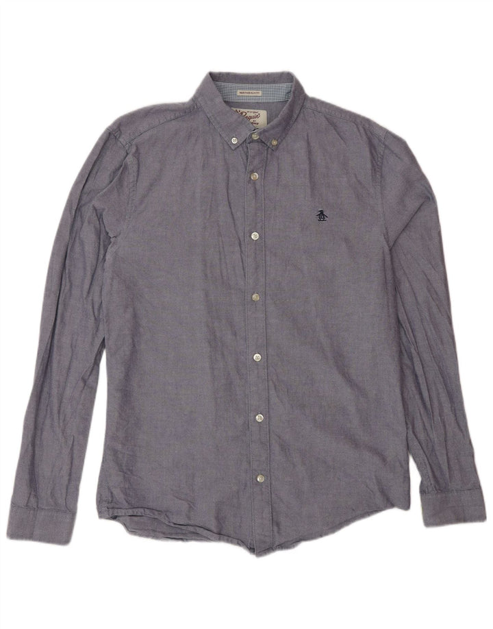 Camisa masculina Penguin Heritage Slim Fit de algodão azul médio